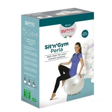 Sėdėjimo kamuolys Gymnic SIT'n'GYM Perla 75, baltas 5